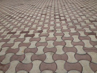 paving stones, pavement and landscaping of the city