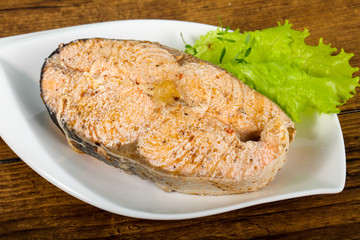 Steamed salmon