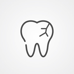 Broken tooth vector icon sign symbol