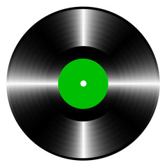 long-playing vinyl record with green label
