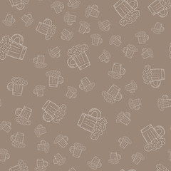 Seamless pattern with mug of beer