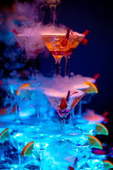 glasses of cocktails bar