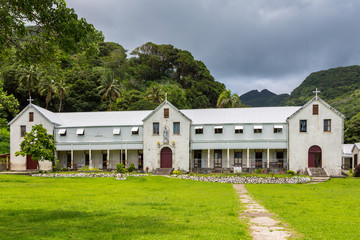Marist Convent School (est. 1882), a girls school opened by Catholic missionaries and run by nuns, now a co-ed primary school. Levuka town, Ovalau island, Fiji, Melanesia, Oceania. UNESCO heritage.