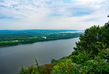 Great River Bluffs State Park Overlook Over Mississippi River in Minnesota