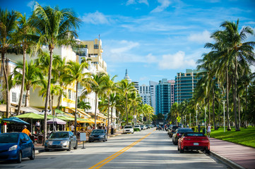 Scenic morning view of a beachside street in Florida, USA - 239074422