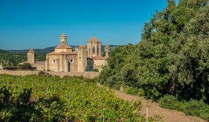 Fototapeta na wymiar The Royal Abbey of Santa Maria de Poblet a XII c. Cistercian monastery at the foot of the Prades Mountains, in the comarca of Conca de Barberà, in Catalonia (Spain).