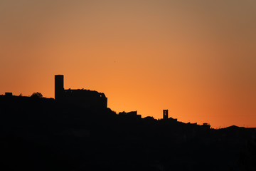 Obraz premium Ruins of the medieval castle of Ciutadilla, on the cistercian route, Urgel comarca, Lerida province, Catalonia, Spain