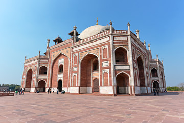 Fototapeta na wymiar Famous Humayun s Tomb in Delhi, India. It was commissioned by Humayun s son Akbar in 1569-70, and designed by Mirak Mirza Ghiyas.