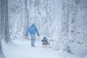 Winter activities in the snow.