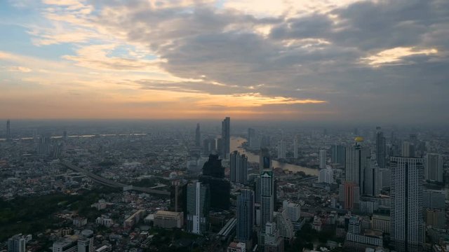 4K Timelapse of Bangkok cityscape on sunset time 1