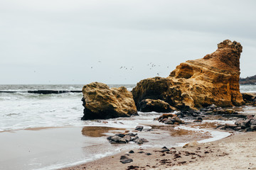 View of sea and cliff on the beach
