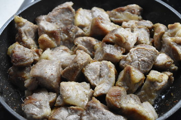 fried meat pan pork food snack