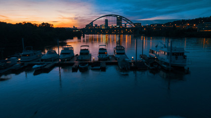 PNC Park, Pittsburgh, Pirates Stadium, river. Pittsburgh, Pennsylvania, sunset