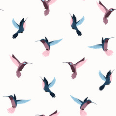 Seamless pattern with flying hummingbirds