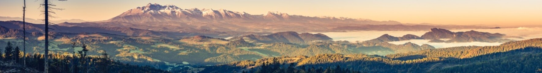 Tatra mountains panorama, autumn sunrise, Poland