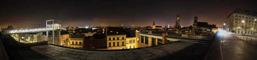 Papier Peint photo Lavable Bruxelles brussels evening cityscape belgium high definition panorama