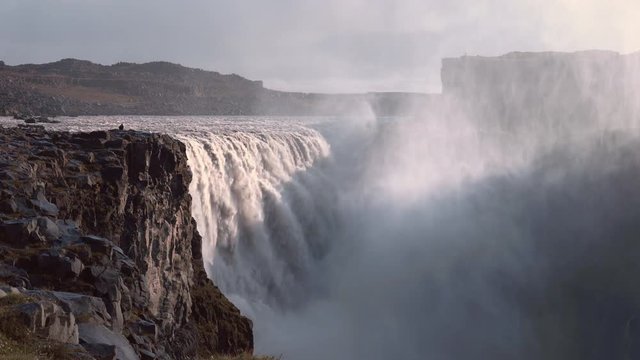 Gullfoss waterfall and tourists in Iceland