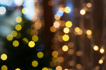 Beautiful Christmas gold bokeh background with blank copy space