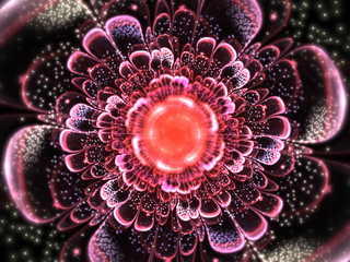 Pink fractal flower with pollen, digital artwork for creative graphic design - 239084860