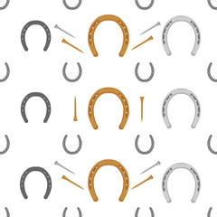 Horseshoes and nails - a seamless vector background equestrian theme
