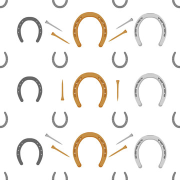 Horseshoes And Nails - A Seamless Vector Background Equestrian Theme