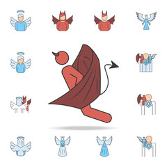 flying demon color field outline icon. Detailed set of angel and demon icons. Premium graphic design. One of the collection icons for websites, web design, mobile app