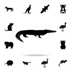 Australian crocodile icon. Detailed set of Australian animal silhouette icons. Premium graphic design. One of the collection icons for websites, web design, mobile app