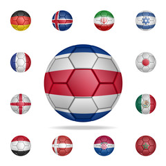 National football ball of Costa Rico. Detailed set of national soccer balls. Premium graphic design. One of the collection icons for websites, web design, mobile app