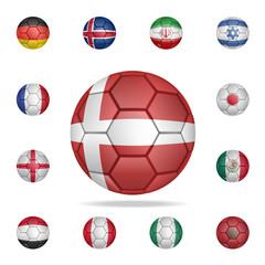 Obraz premium National football ball of Denmark. Detailed set of national soccer balls. Premium graphic design. One of the collection icons for websites, web design, mobile app
