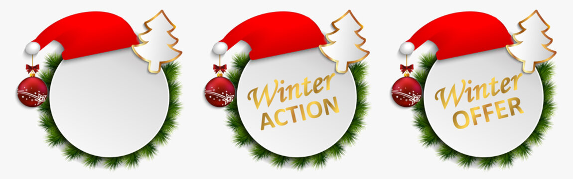 Christmas action offers vector dial buttons isolated, banner winter discount action. Set of keys with gifts - Christmas sales, Christmas products – vector