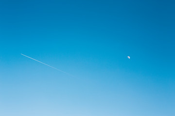 Sky moon and plane