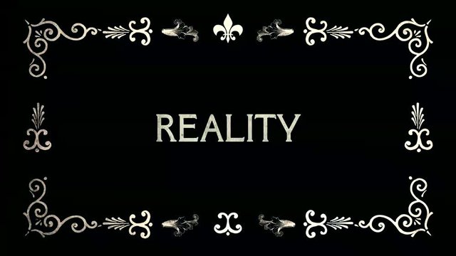 A re-created film frame from the silent movies era, showing two separate intertitle text messages: Expectation, Reality.
