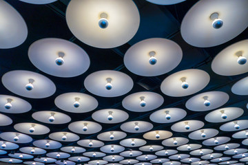sky of ceiling lights from close to far
