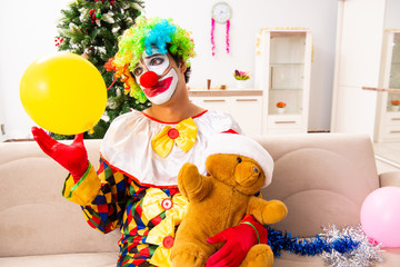 Funny clown in Christmas celebration concept 