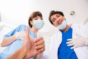 Fototapeta na wymiar Concept of treating teeth at dentists