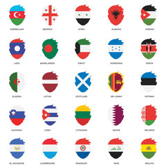 Simple Set of 25 Vector Icon. Contains such Icons as Bolivia, Iraq, Paraguay, Luxembourg, El salvador, Kenya, Sri lanka, Lithuania, Slovenia, Laos, Syria, Georgia. Editable Stroke pixel perfect - obrazy, fototapety, plakaty