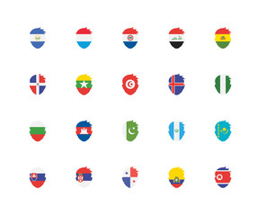 Simple Set of 20 Vector Icon. Contains such Icons as North korea, Ecuador, Panama, Serbia, Slovakia, Bolivia, Iceland, Pakistan, Bulgaria, Myanmar, Paraguay. Editable Stroke pixel perfect
