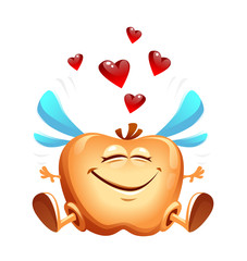 Obraz premium vector illustration of flying cute cupid in love