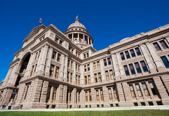 Fototapeta na wymiar Austin, Texas capitol building against blue sky.