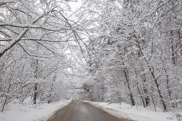 road winter snow