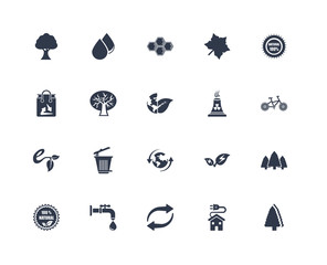 Set Of 20 icons such as Tree, Eco house, Recycle arrows, Water t