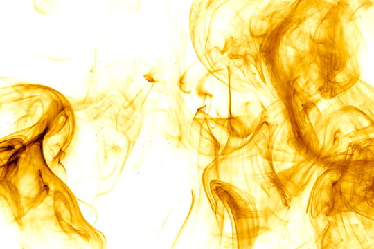 Yellow smoke on white background