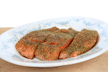 Wild Salmon Steaks with Dill and Citrus Seasoning