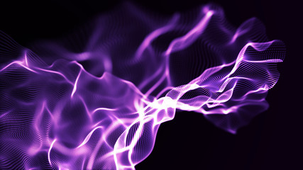 Futuristic Fractal with Light Concept. Abstract technology communication. Big data. 3D rendering.