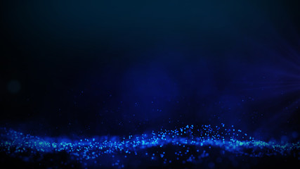 Blue particles abstract blurred glowing background computer generated graphics