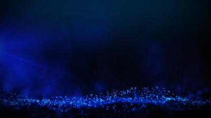 Blue particles abstract blurred glowing background computer generated graphics