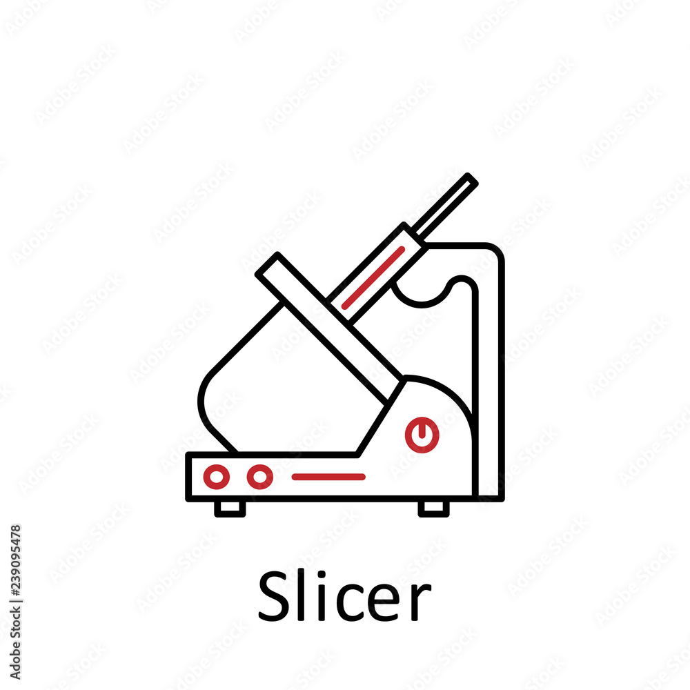 Aufkleber slicer icon. element of restaurant professional equipment. thin line icon for website design and dev