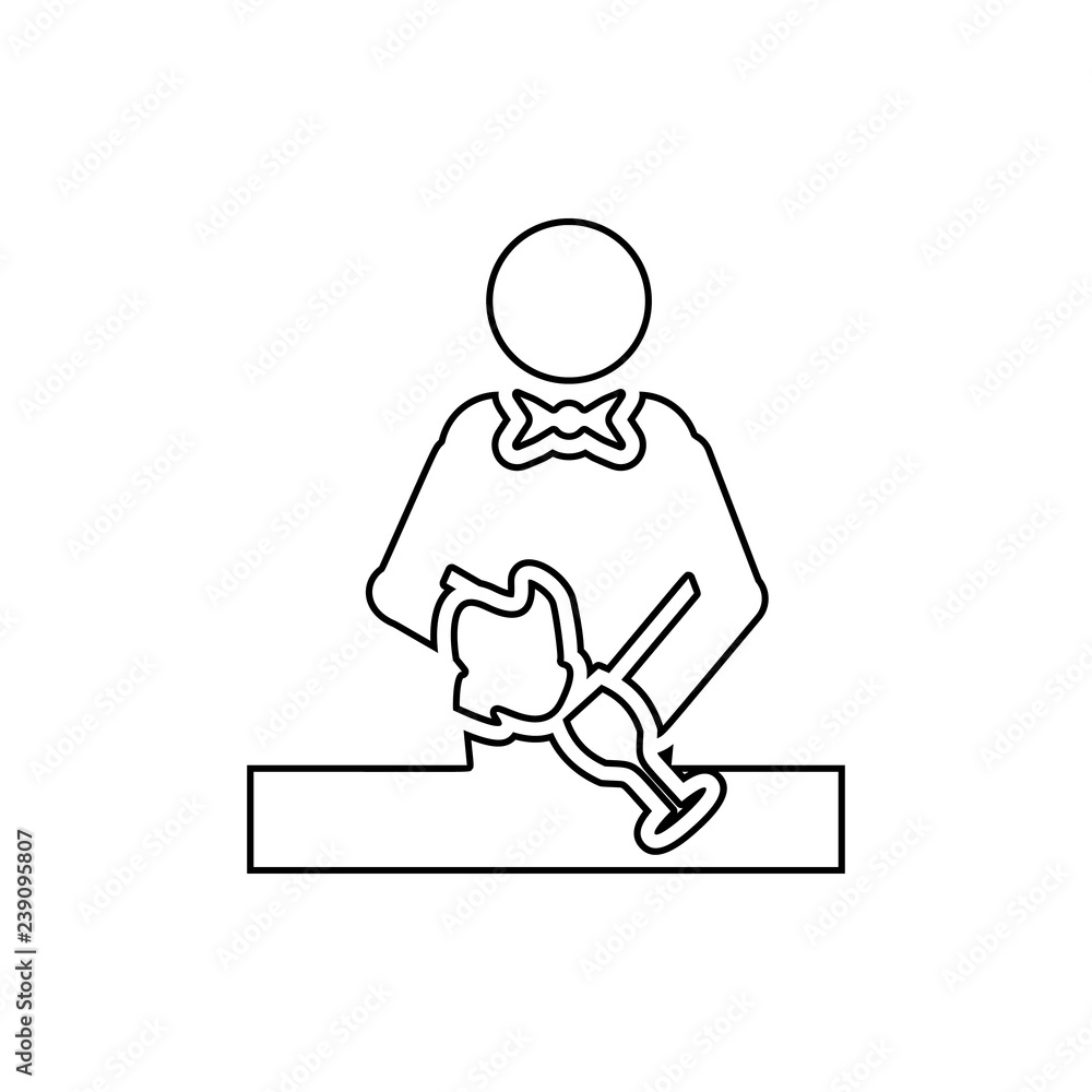 Poster bartender washes glass icon. element of bar for mobile concept and web apps icon. thin line icon for