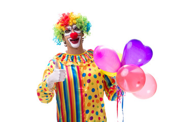 Funny clown isolated on white background