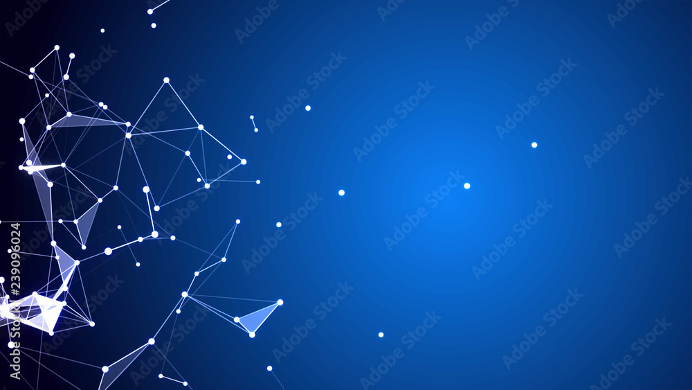 Fototapete futuristic triangular plexus background connected lines and dots computer generated